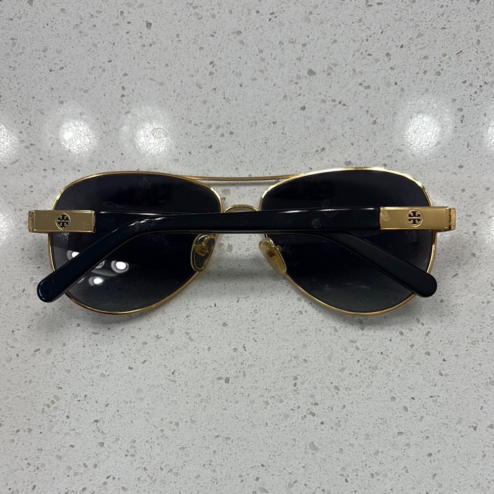 Tory Burch Gold and Black Aviator Sunglasses - Picture 5 of 7